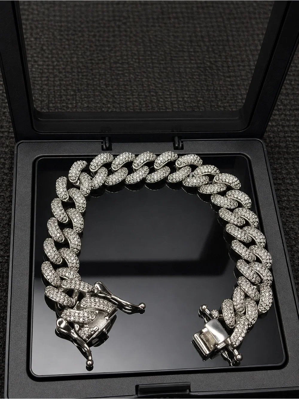 Men's Silver Pavé Cuban Link Bracelet - Luxury Chain
